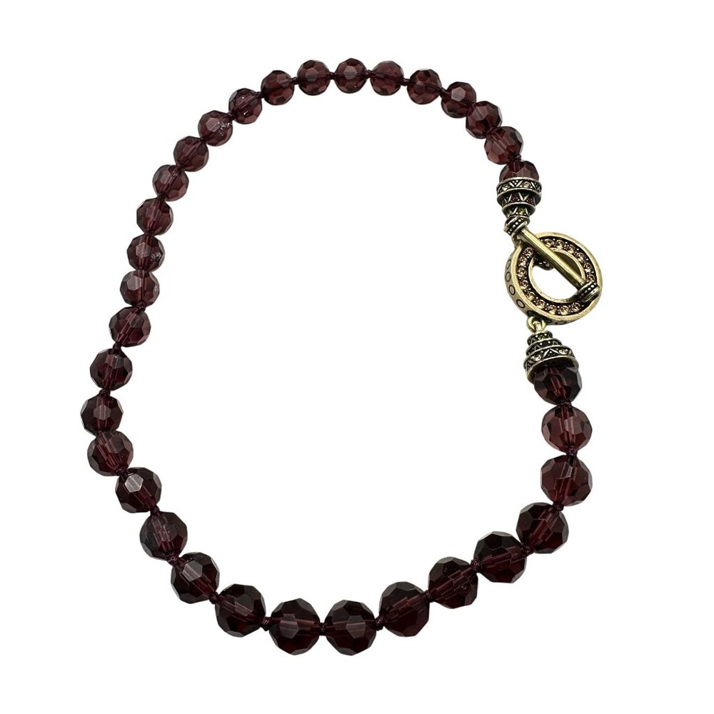 Heidi Daus Multicolor Crystal Purple Glass Bronze Toggle Clasp 16 Inch Necklace